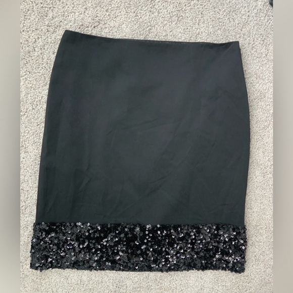 Talbots Black Sequin Hem Mid Length Skirt - Picture 9 of 9